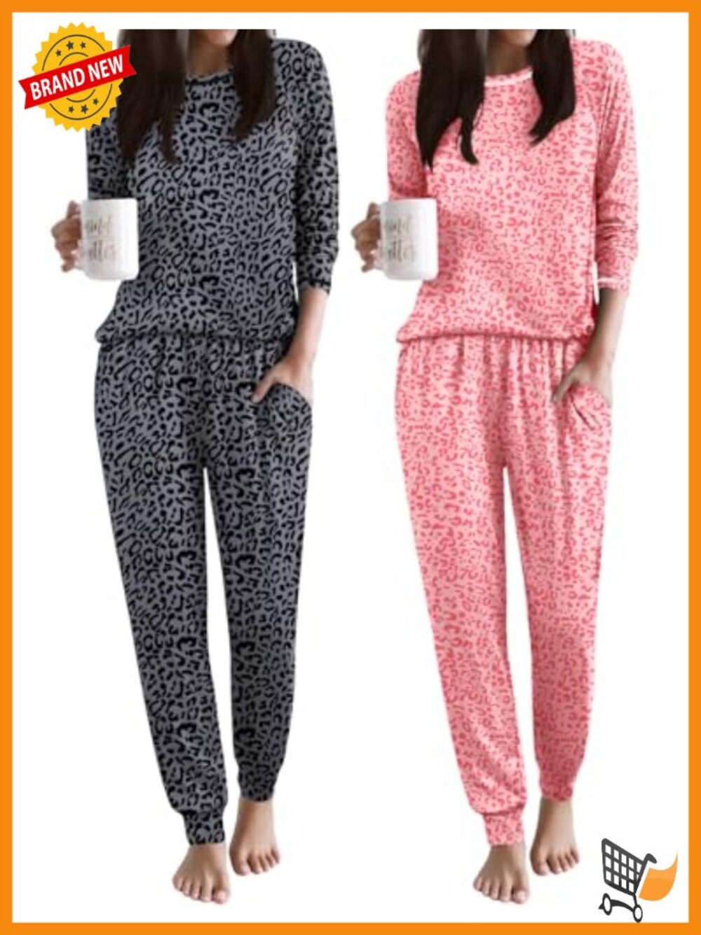 2 Pack Soft Knit Jogger Pajama Sets Long Sleeve Lounge Pjs
